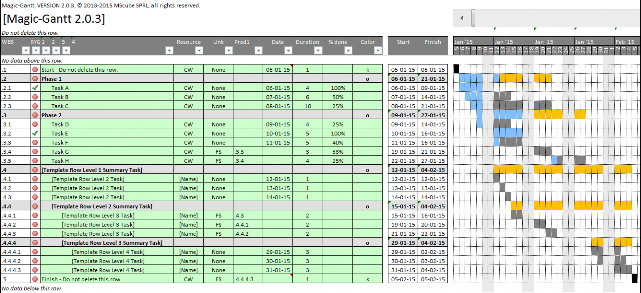 Gantt avec Excel